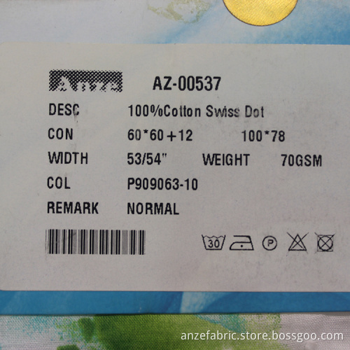 high quality printed cotton swiss dot fabric